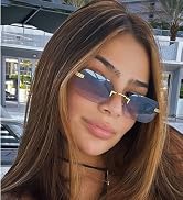 ADE WU Retro Vintage Rimless Sunglasses for Women Men,Fashion Gold Hip Hop Tint Lense Sun Glasses