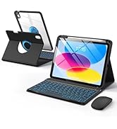 Wenlaty for iPad A16 11th/10th Generation Case with Keyboard & Mouse, 360° Rotating Magnetic Deta...