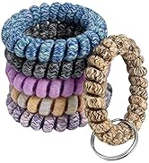BIHRTC Pack of 6 Keychain Bracelet key Holder Wristlet Wrist Key Chain Spring Wristband Flexible ...