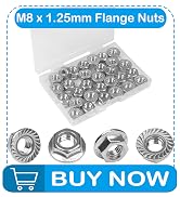 Yinpecly 30 Pcs M8 x 1.25mm Serrated Flange Hex Nuts, M8 Hexagon Flange Nuts,304 Stainless Steel,...