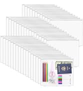 Antner 48 Pack Letter Size Binder Pockets for 3-Ring Binder Zipper Pouch Waterproof PVC Document ...