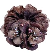 Flower Hair Scrunchies for Women,Rhinestone Elastic Hair Bands,Large Elastic Hair Ties, Sparkling...