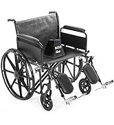 26" Heavy Duty Bariatric Wheelchair for Adults - Black - Removable Desk Arms and Elevated Leg Res...