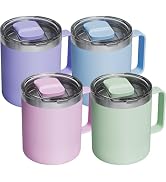 avodvo 4 Pack 12oz Insulated Coffee Mug with Lid – Double Wall Stainless Steel Travel Cups with H...