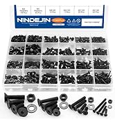 NINDEJIN Hex Socket Flat Head Screw M2 M3 M4 M5 Bolts Nuts and Washer Assortment Kit, 1060PCS Met...
