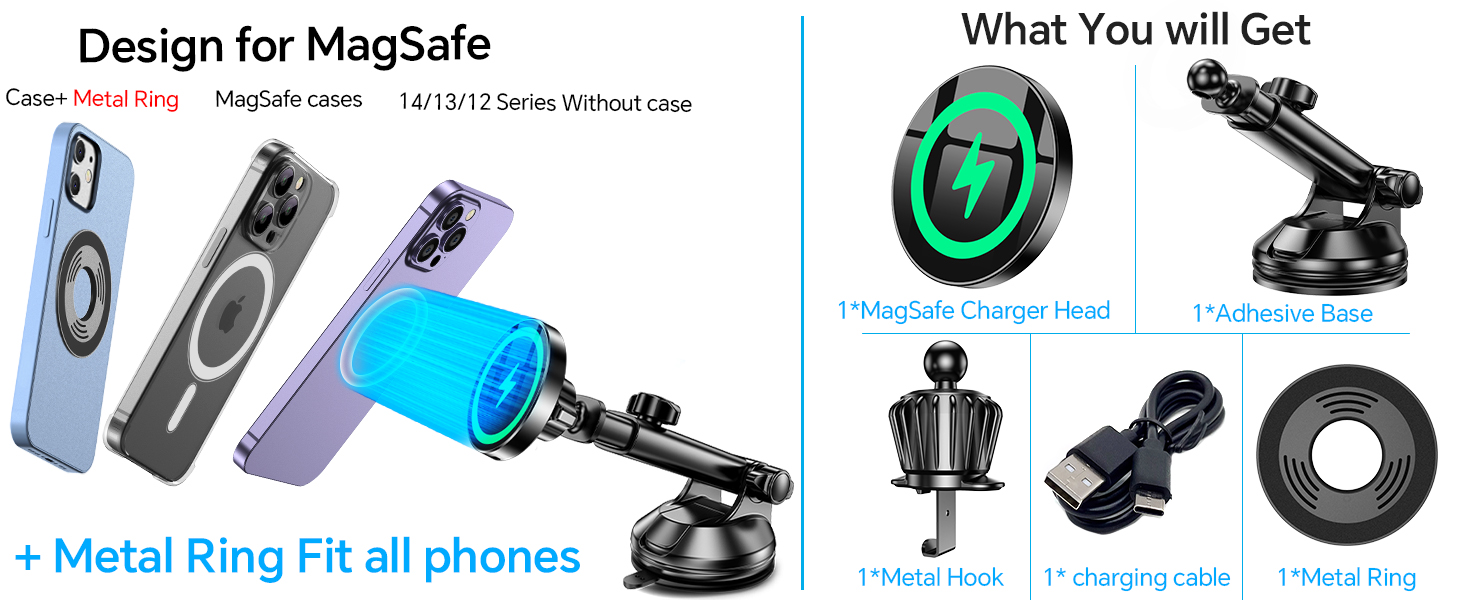 Magnetic car phone holder