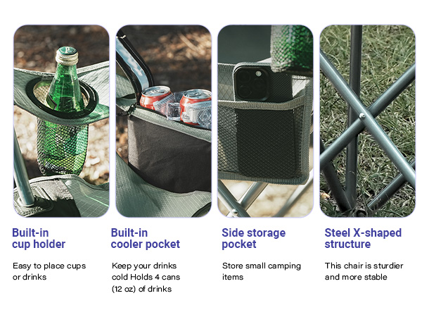 camping lawn chairs with cup holders for adults outdoor foldable camp portable folding chairs