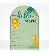 Hello World Newborn Sign, Woodland Baby Announcement Plaque, 3.94x5.9 inch Round Clear Acrylic Bi...