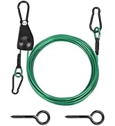 TooTaci 15ft Outdoor Clothesline Kit, 3/16" Green PVC Coated Wire Rope Heavy Duty Portable Clothe...