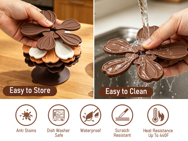 Vynusio Silicone Trivet Tree 6 Pack