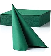 MORGIANA 50 PCS Disposable Dark Green Paper Napkins, Christmas Heavy Duty Linen Feel Dinner Large...