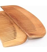 2 Pcs Burlywood Natural Peach Wood Comb Close Teeth Anti-static Beard Hair Wooden Beauty Massage ...
