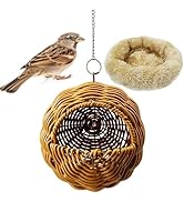 Apatal Rattan Birds Nest for Cage Hanging Parakeet House Chewproof Parrot Breeding Bed Small Budg...