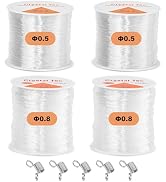 Krijuess 4 Rolls Clear Elastic String for Bracelets with 5 Pcs Bead Clamps, 100M Bracelet String ...