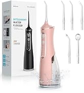 Water Flosser for Teeth Cordless: 300ML Cordless Oral Irrigator with DIY Pressure for Braces, 4 M...