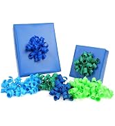LaRibbons Blue and Green Bows - Curly Ribbon Gift Bows, Self Adhesive for Birthday Party, Gift Wr...