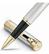 BEILUNER Lighthouse series Rollerball pen, Silver Chrome pen body, exquisite vertical lines, Schn...