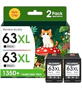 63XL Black Ink Cartridges Combo Pack High Yield Replacement for HP 63 Black Ink Cartridges Compat...