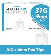 GLUCO-CARE Pen Tips 31G x 4mm, Universal Fit, 100/bx, Sterile, Comfort