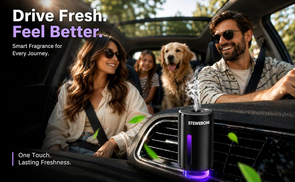 Car aroma diffuser in family car scene