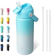 BJPKPK Insulated Water Bottle with Straw Lid, 18oz Thermo Water Bottles with Soft Nozzle, Flex Ha...