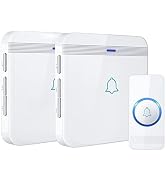AVANTEK Wireless Doorbell, 1300 ft Range, Waterproof, 2 Receivers, White | 115 dB Volume, 52 Chim...