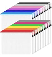 Smarpau Large A3 Mesh Zipper Pouch, 24 Pack 12 Colors 17.4" x 12.4" Zipper Pouches for Organizing...