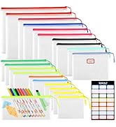 YOPCDJ 20pcs Mesh Zipper Pouch Bags, Zipper Bags for Office Supplies,12 Colors for Puzzles Board ...