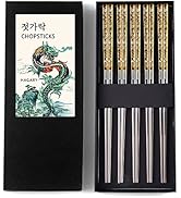 Hagary Dragon Chopsticks Metal Reusable Designed In Korea Japanese Style Stainless Steel 316 18/1...
