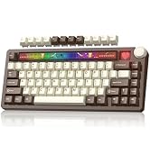 Womier 75% Wireless Mechanical Keyboard with Screen and Knob Keyboard | Retro Creamy Bluetooth Ga...