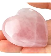 ideayard 45mm Rose Quartz Heart, Crystal Stone 1pcs Puff Heart, Love Palm Healing Stone Reiki Cry...