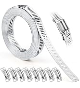 Homanu Hose Clamp, DIY 12.5 FT Metal Strapping with Holes + 8 Fasteners, Hose Clamps Stainless St...