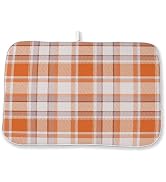 Fall Dish Drying Mat 18x24 Inch Burnt Orange Buffalo Plaid Drying Mat Autumn Checkered Harvest Th...