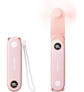 SWEETFULL Portable Handheld Mini Fan with LED Display, 2-in-1 Personal Foldable USB Rechargeable ...