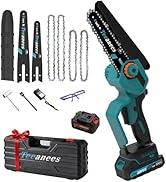 8" 1200W Brushless Electric Chainsaw with 1x4000mAh Battery-Mini Cordless Battery Powered Chainsa...