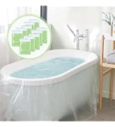 AGPTEK 10 Pack Disposable Bathtub Cover Liner, Large Size (102 x47 Inch) Bathtub Lining Plastic B...