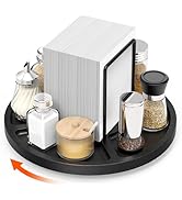 FODIENS Napkin Holder for Table, Rotating Napkin Dispenser with Salt and Pepper Shakers Storage, ...
