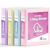 SUNEE 3 Ring Binder 1 Inch D Ring, Clear View Binder Three Ring PVC-Free (Fit 8.5x11 Inches) for ...