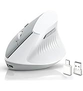 Ergonomic Mouse, Wireless Bluetooth Vertical Mouse, Rechargeable, USBC & Bluetooth 5.0/3.0 & 2.4G...