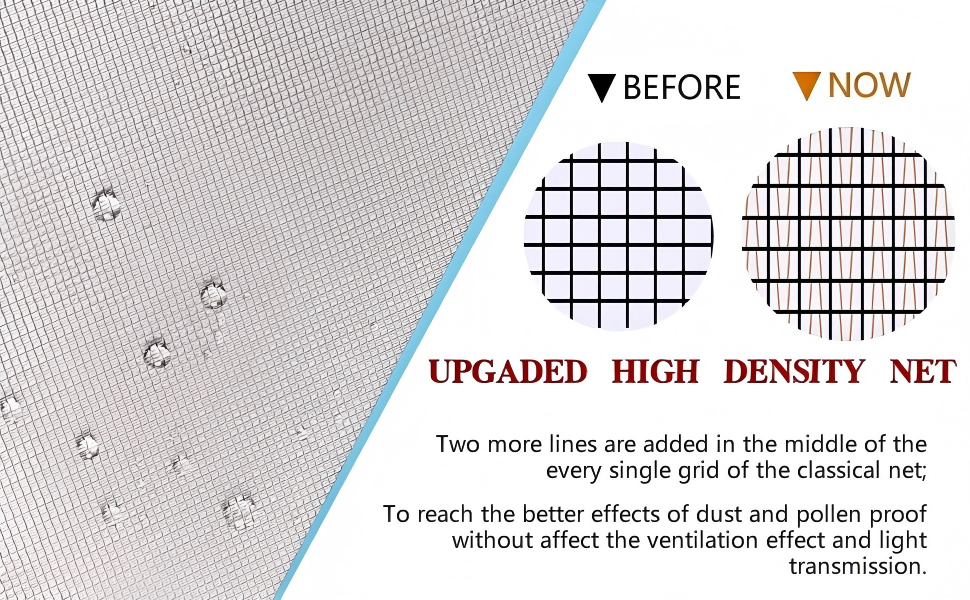 Upgraded fine mesh for window and door screen, higher quality!