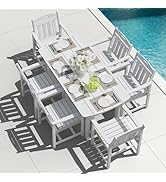 SUUNYN HDPE Outdoor Patio Dining Set with Table & 6 Chairs, All-Weather 7-Piece Outdoor Table and...