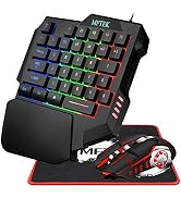 MFTEK One Hand Gaming Keyboard and Mouse Combo, RGB Rainbow Backlit One-Handed Mechanical Feeling...