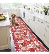 Floral Hallway Runner Carpet Non-Slip, 2x10 Washable Rug Ultra-Thin Soft for Hallways, Kitchen Ma...