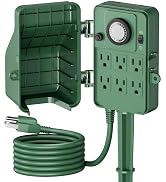 BN-LINK Outdoor Power Stake Timer Waterproof, 24-Hour Mechanical Timer with 6 Grounded Outlets, 6...