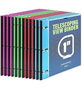 WOT I Telescoping 3 Ring Binder 1 Inch 12PCS, Flexible Binder with Expandable Spine+Customized Fr...