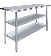 Stainless Steel Work Table with 2 Shelves | Metal Utility Table | Commercial & Residential NSF Ut...
