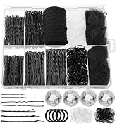570PCS Black Bobby Pins for Women, Hair Pins Kit with Hair Nets for Buns, 2 & 2.4Inch U-shaped Bo...
