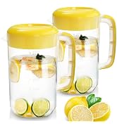 Jucoan 2 Pack 1 Gallon Plastic Straining Pitcher, Large Water Carafe Drink Pitcher Jug Clear Ice ...
