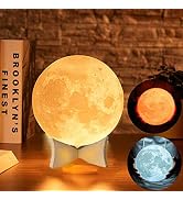 YouOKLight Moon Lamp, Moon Light 3 Color LED Moon Night Light with Stand, USB Charging,Touch Cont...
