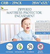 crib size waterproof mattress protector zippered encasement 2 pack